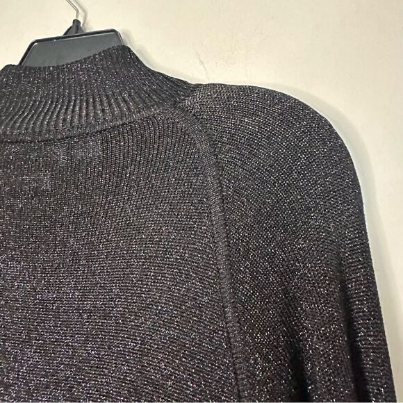 Vintage Bill Blass Knits | Black Metallic Knit Sparkle shoulder pads Le dress - Picture 7 of 9